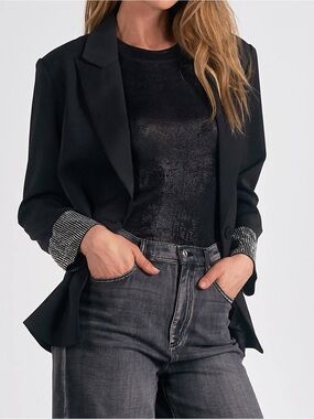 Elan JACKET WITH RHINESTONE SLEEVE DETAIL